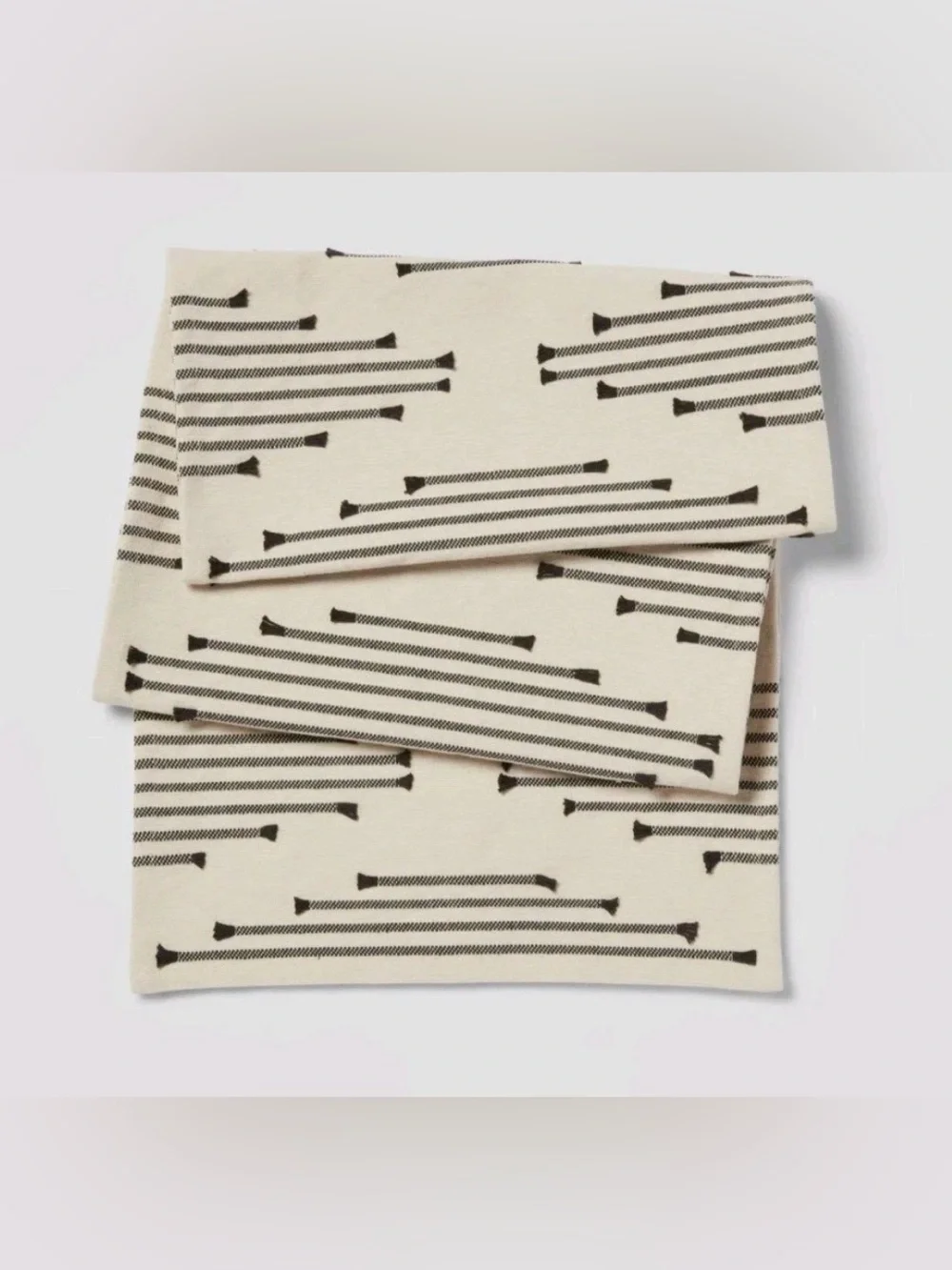 Threshold Diamond Handwoven Black & Cream Striped Table Runner - Cotton